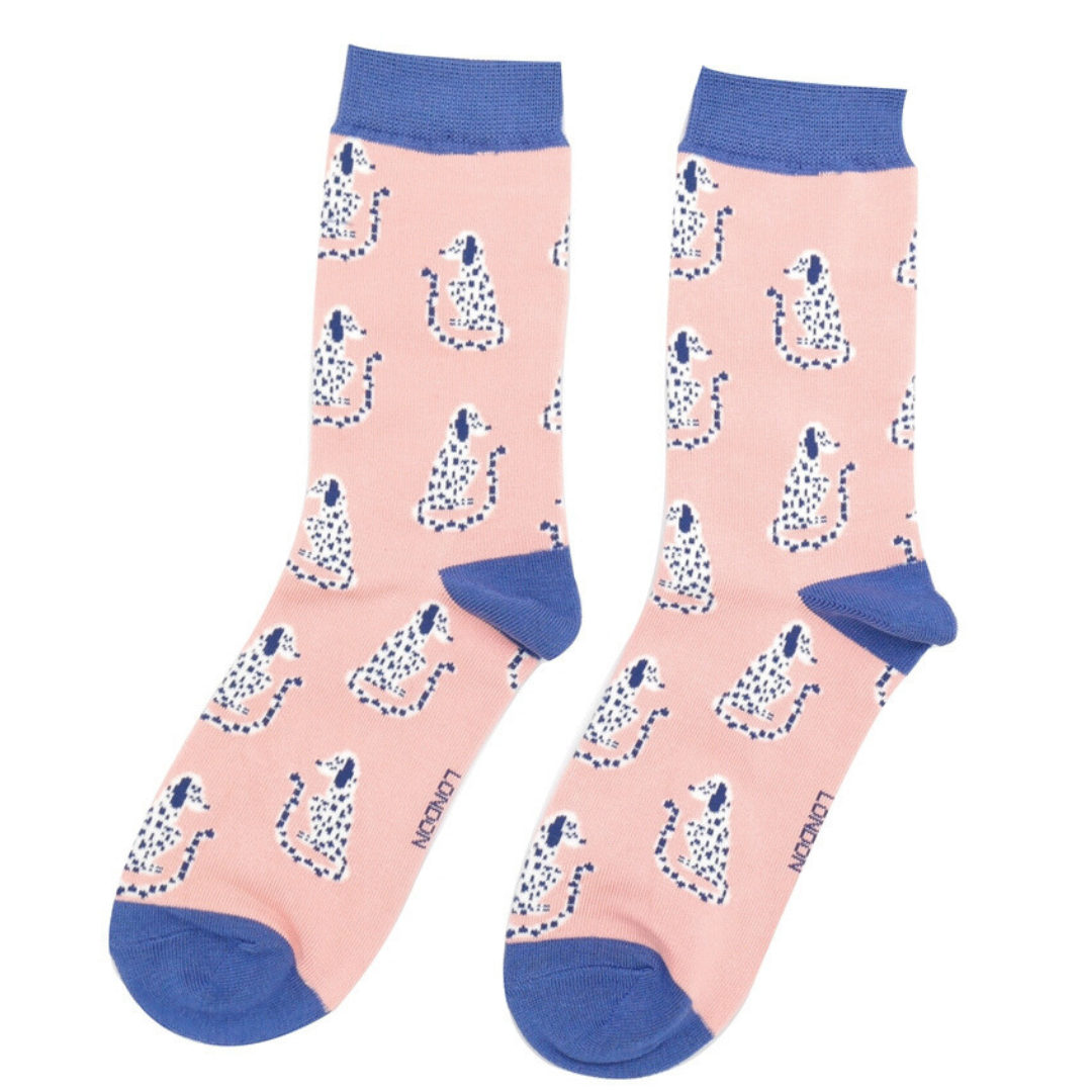 Miss Sparrow Bamboo Sitting Dogs Socks - Dusky Pink