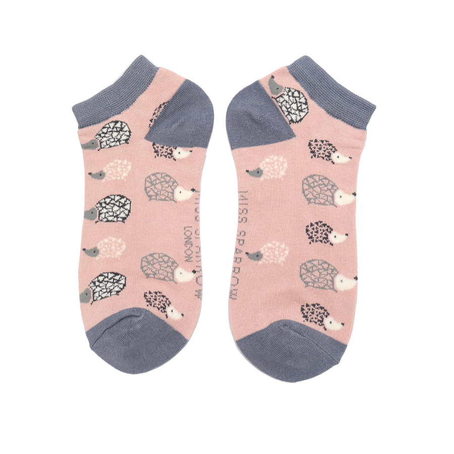 Miss Sparrow Bamboo Hedgehogs Trainer Socks - Dusky Pink