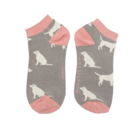 Miss Sparrow Bamboo Labradors Trainer Socks - Grey