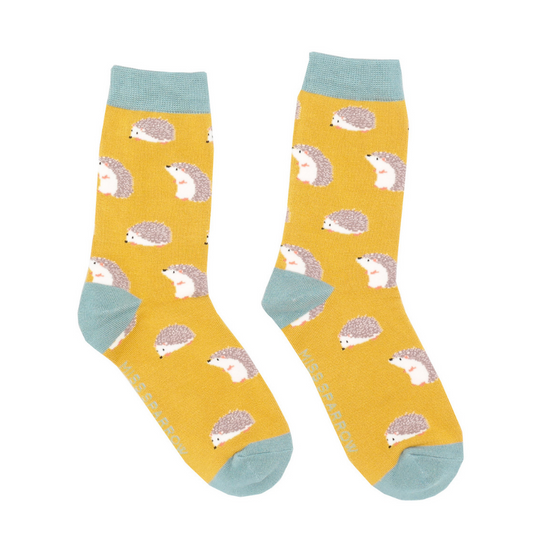 Miss Sparrow Bamboo Socks Hedgehog - Yellow