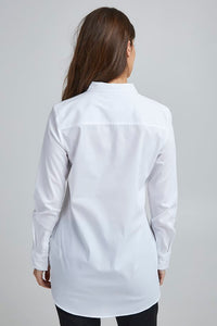 Fransa Classic Shirt with Dipped Hem - Plain white