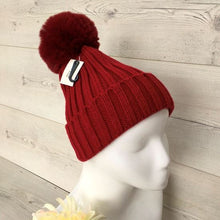 Load image into Gallery viewer, Knitted Ribbed Pom Pom Hat - Choice of colours