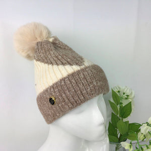 Knitted Giant Heart Pom Pom Hat - Choice of colours