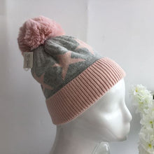 Load image into Gallery viewer, Knitted Giant Stars Pom Pom Hat - Choice of colours