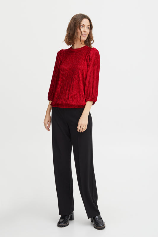 Fransa Madison Metallic Shimmer Top - Red