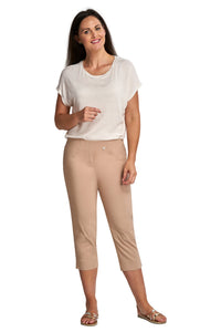 Pinns Rose Cropped 21" Stretch Trousers - Latte