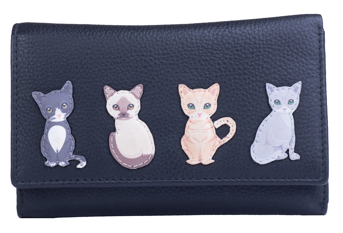 Mala Leather Best Friends Sitting Cats Trifold Purse