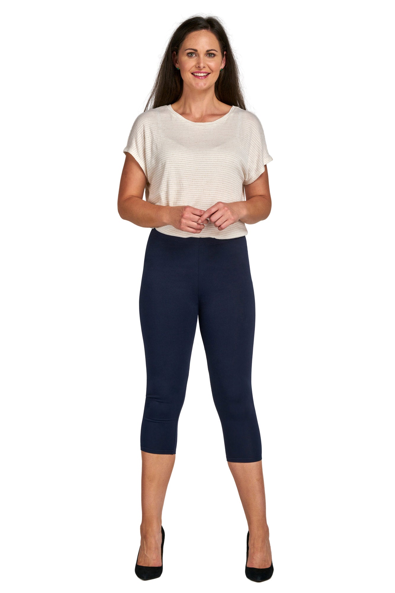 Pinns Cropped 21" Cotton Leggings - Navy