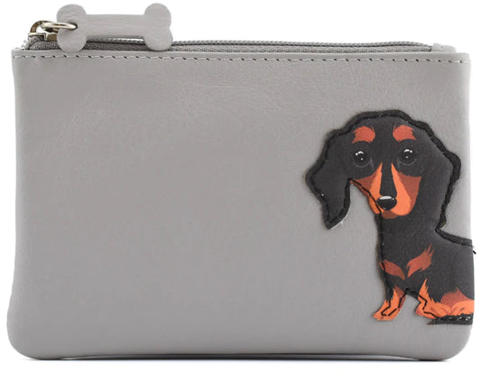 Mala Leather Frank Sausage Dog Coin Purse - Grey