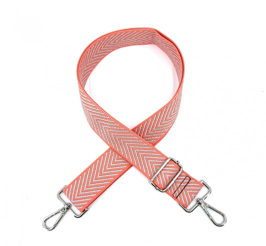 Interchangeable Bag Strap - Chevron Orange/ Silver