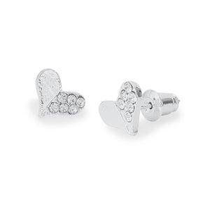 Life Charms Sparkly Heart Silver Earrings