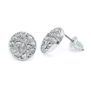Life Charms Round Crystal Silver Earrings