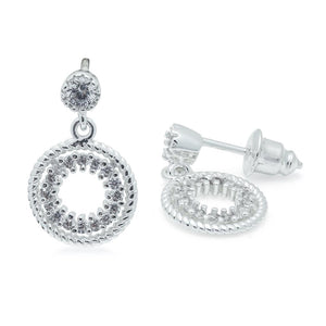 Life Charms Round Drops Silver Earrings