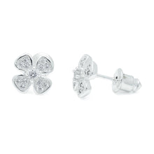 Load image into Gallery viewer, Life Charms 4 Leaf Clover Silver Earrings