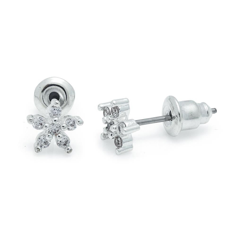 Life Charms Moonstar Flower Silver Earrings