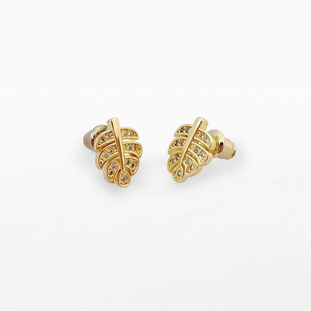 Life Charms Palm Leaf Gold Earrings