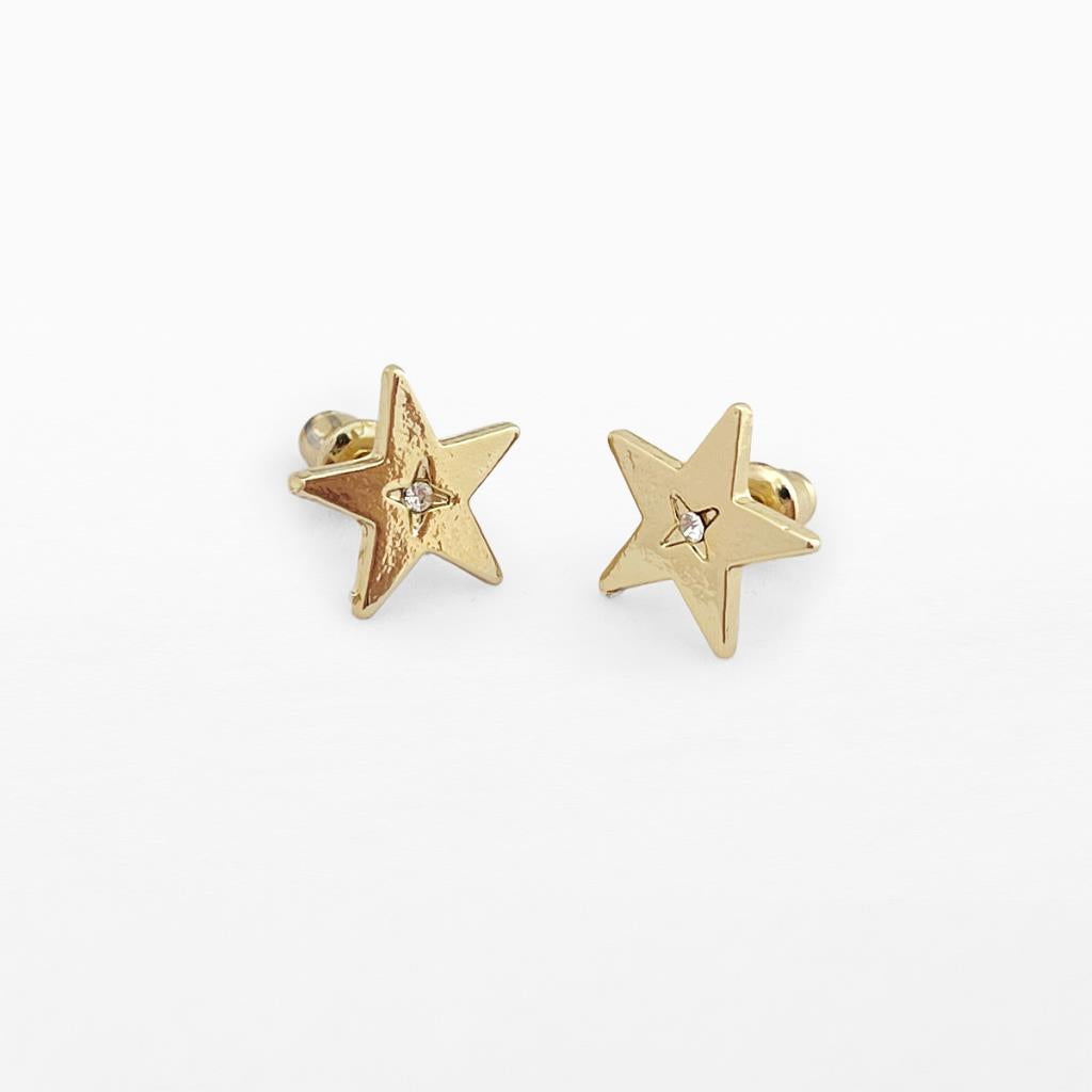 Life Charms Star Stud Gold Earrings