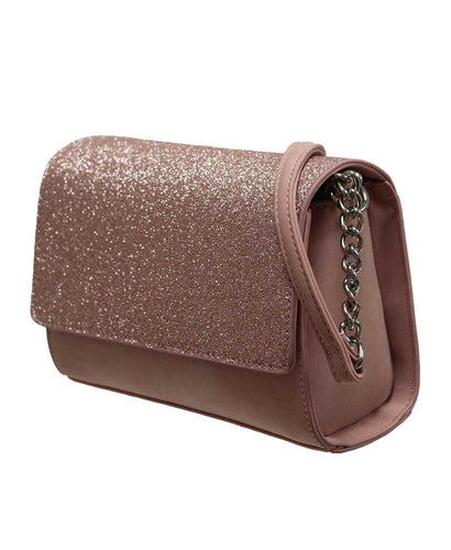 Envy Glitter Flapover Shoulder Bag/ Clutch - Pink