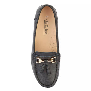 Nautical Black Leather Loafers - sizes 3-8