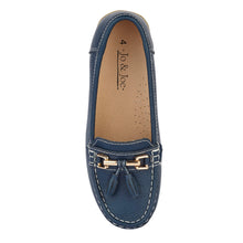 Load image into Gallery viewer, Nautical Dark Blue Leather Loafers - sizes 3-8