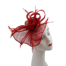 Load image into Gallery viewer, Large Mesh &amp; Feather Flower Fascinator - Pretty Swish Accessories Ripley Derbyshire