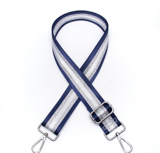 Interchangeable Bag Strap - Navy, Gold or Silver Stripe