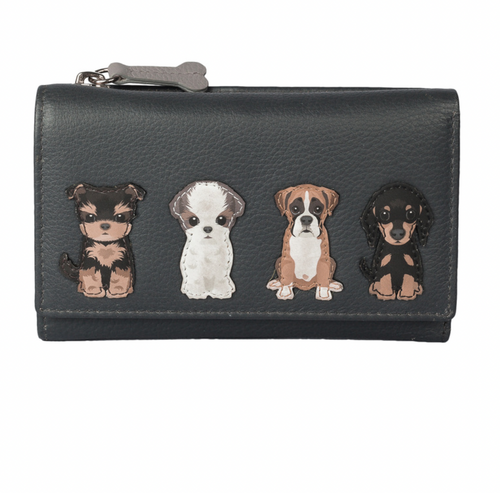 Mala Leather Best Friends Sitting Dogs Trifold Purse - Choice of colours