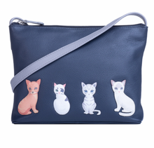 Load image into Gallery viewer, Mala Leather Best Friends Sitting Cats Cross Body Bag