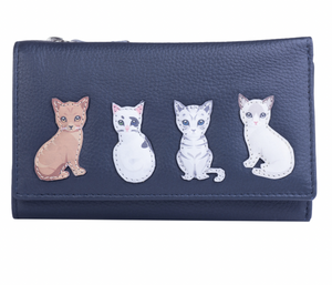 Mala Leather Best Friends Sitting Cats Trifold Purse