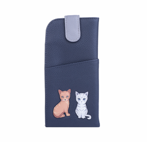Mala Leather Best Friends Sitting Cats Glasses Case