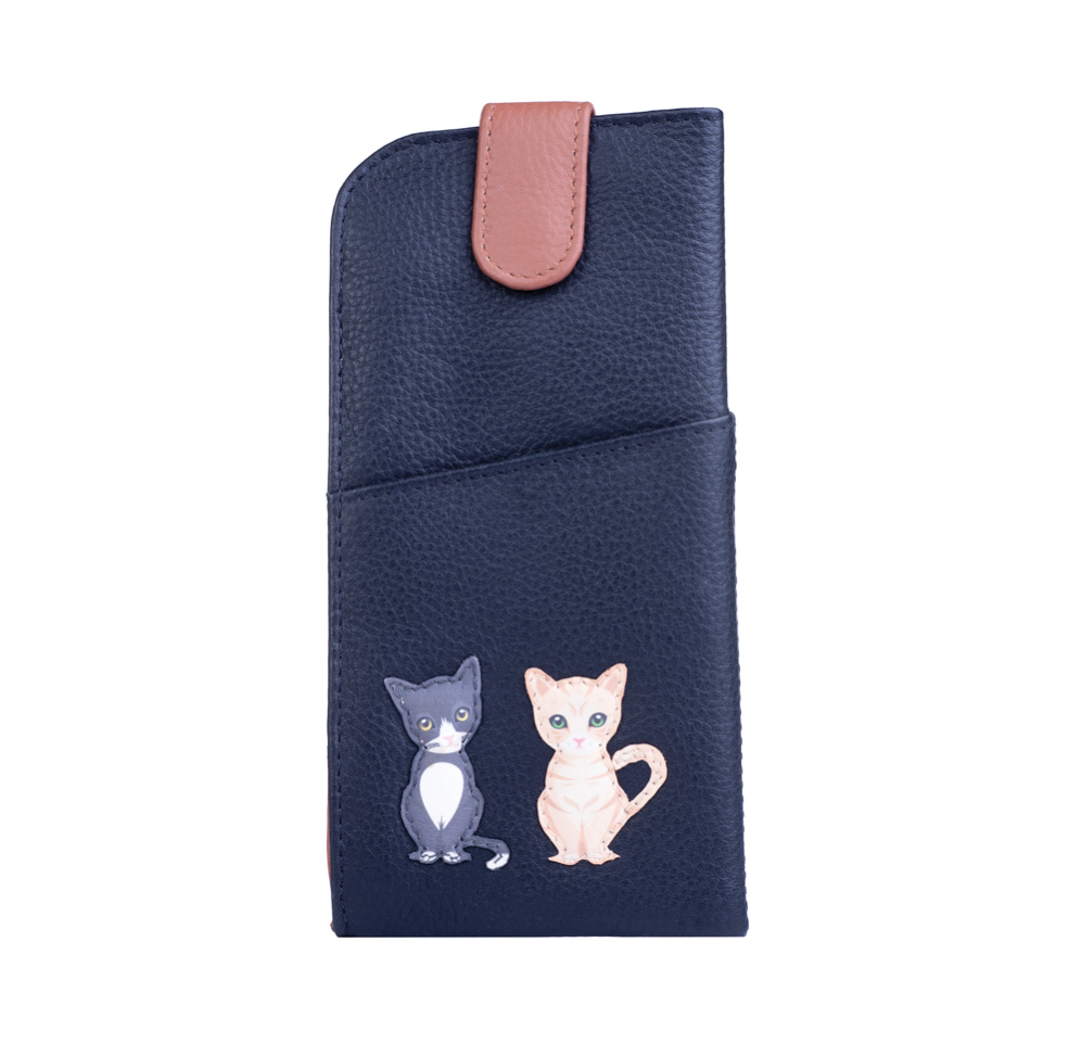 Mala Leather Best Friends Sitting Cats Glasses Case