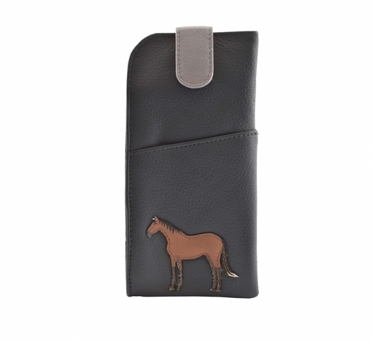 Mala Leather Best Friends Horses Glasses Case