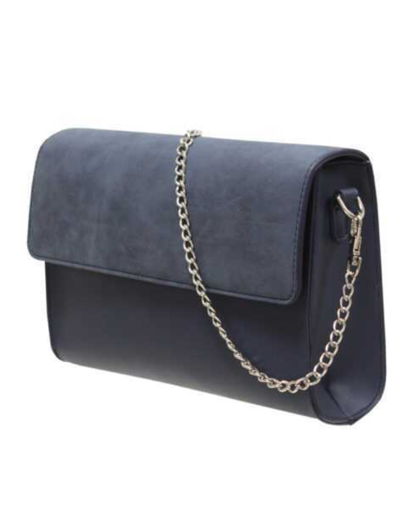 Envy Suede-Feel Clutch Bag - Navy or black