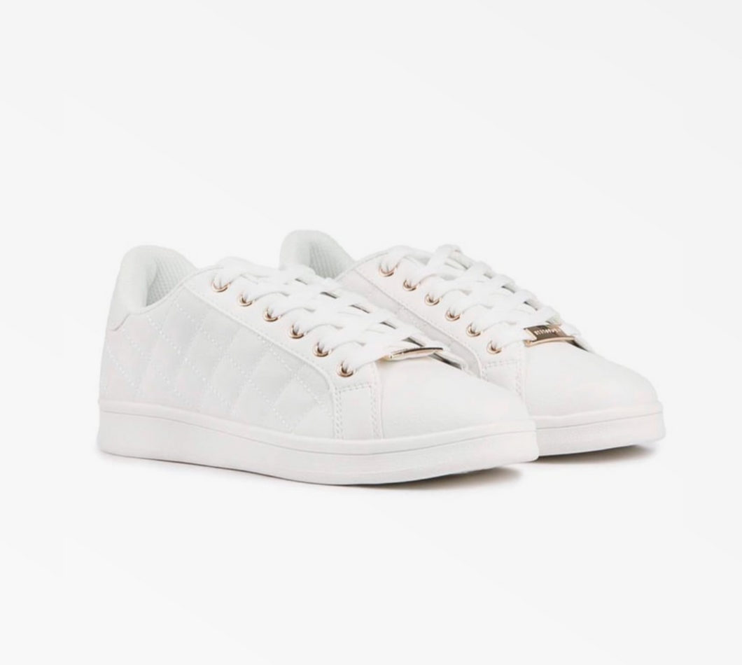 Elle Sport Gold Detail White Trainers - sizes 4-8