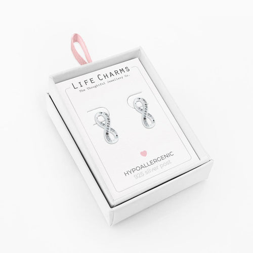 Life Charms Infinity Silver Earrings