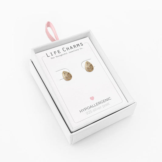 Life Charms Stone Drop Gold Earrings