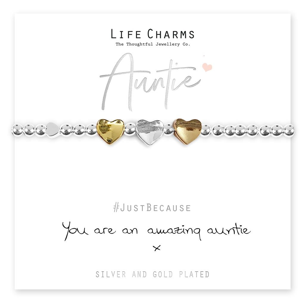 Life Charms Auntie Triple Hearts Bracelet