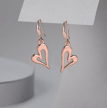 Load image into Gallery viewer, Gracee Rose Gold Curvy Heart Drop Earrings