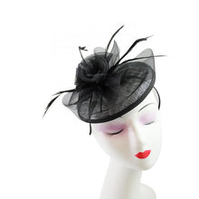 Load image into Gallery viewer, Sinamay &amp; Feather Disc Fascinator