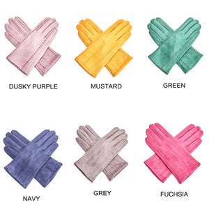 Suede Stitched Gloves - Choice of Colours