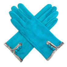 Load image into Gallery viewer, Faux Fur &amp; Three Button Gloves - Choice of Colours