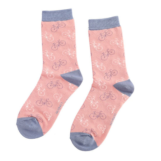 Miss Sparrow Little Bikes Socks - Dusky Pink