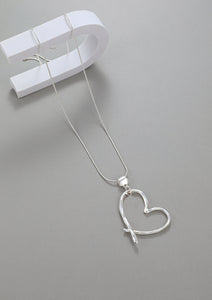 Gracee Long Necklace with Silver Tipped Heart Pendant