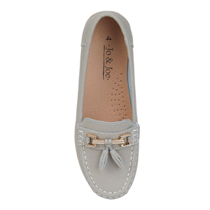 Nautical Greige Leather Loafers - sizes 3-8