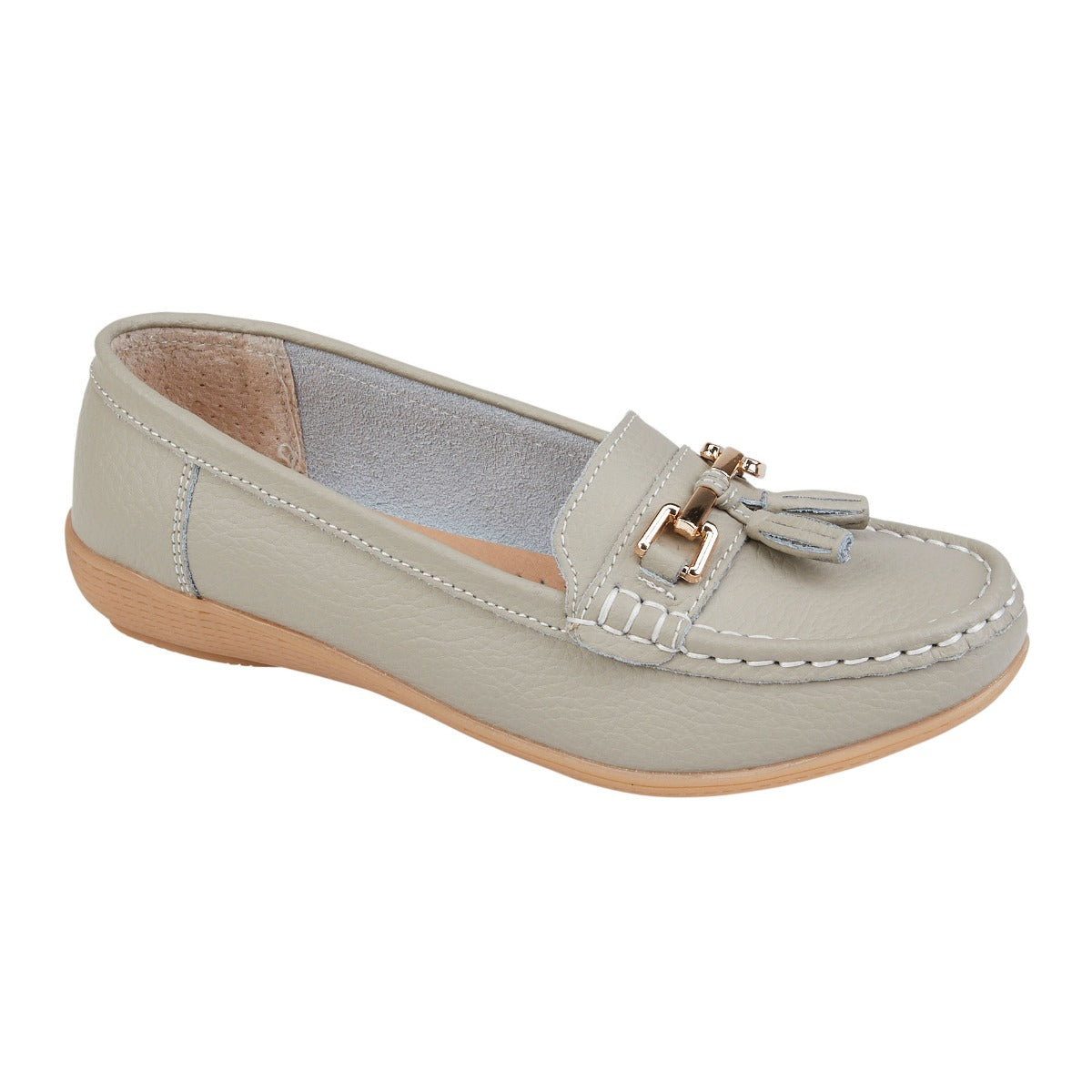 Nautical Greige Leather Loafers - sizes 3-8