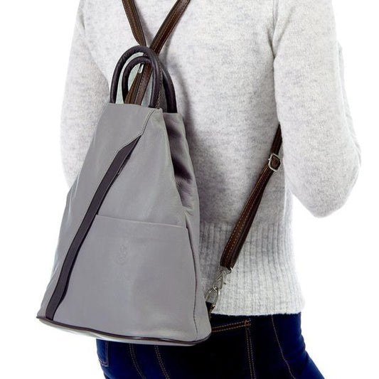 Florence Italian Leather Triangular Backpack - Pretty Swish Accessories Ripley Derbyshire